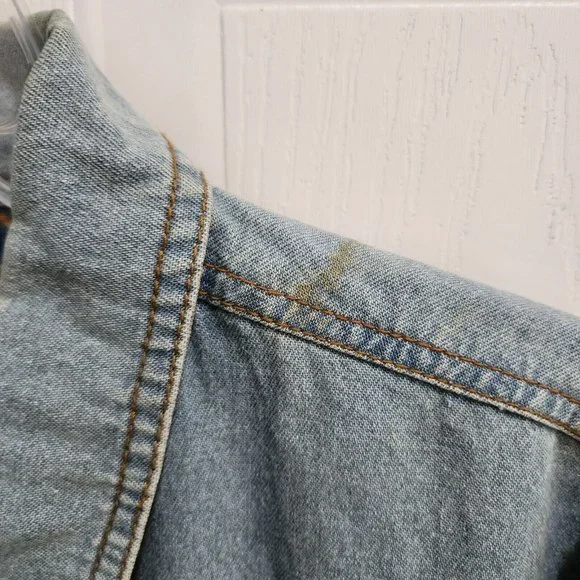 VTG Duke Haband USA Army Jungle Patch Flannel Lined Denim Full Zip Jacket Size M - Picture 4 of 16